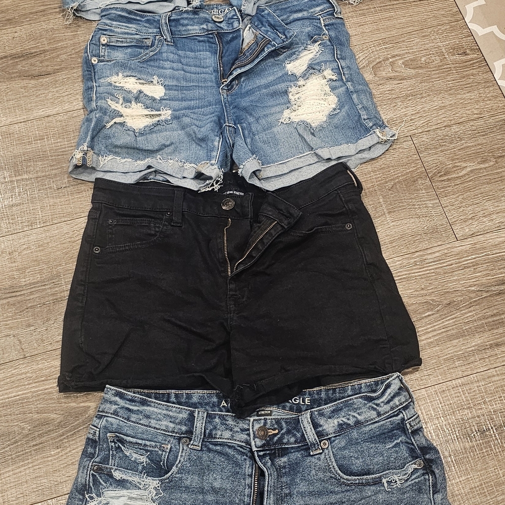 American Eagle Outfitters Blue and Black Jean Shorts